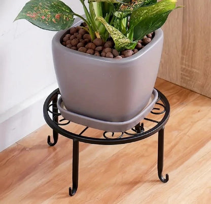 Floor Iron Pot Plant Stand Garden Plant Balcony Round Rack Home Decor