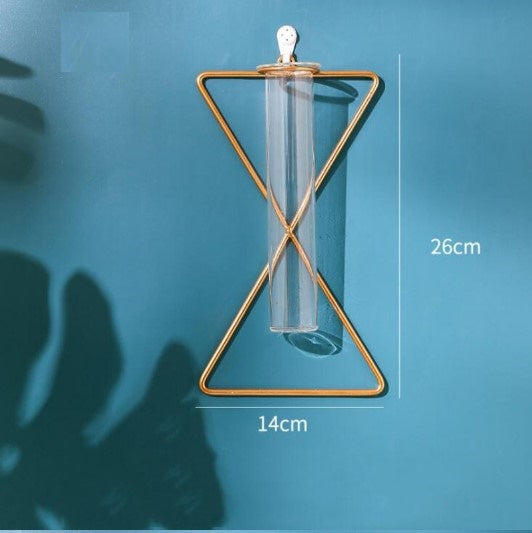 Geometric triangle hydroponic plant holder size guide 14x26cm - Decore Wholesale wall decoration.