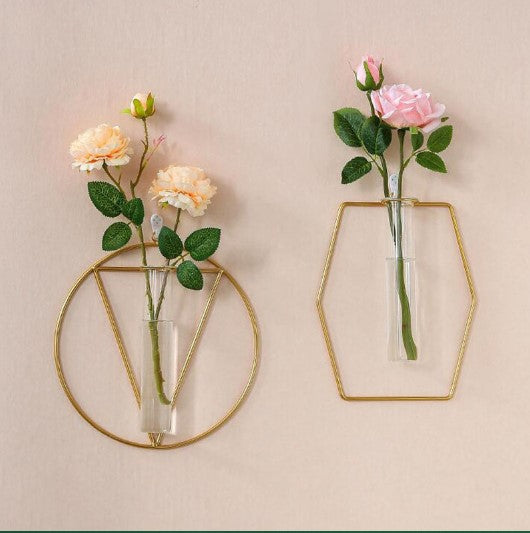 Buy our Elegant Double Bottle Gold Hydroponic Vase. A unique minimalist design for fresh flowers or plants. Upgrade your home decor with this stylish centerpiece!