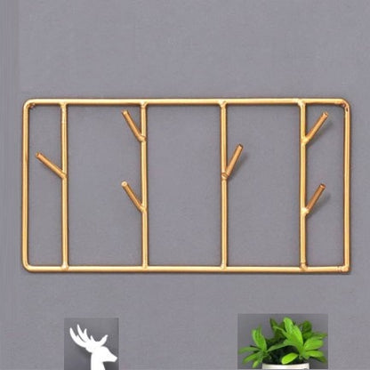 Minimalist Gold Wall Key Holder – Stylish Multi-Hook Organizer for Modern Homes