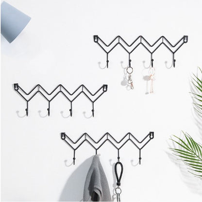 1pc Creative Wall Rack Clothes Storage Rack Hook Modern Zig-Zag Wall Hook Organizer – Minimalist Metal Hanger for Keys, Coats & Accessories