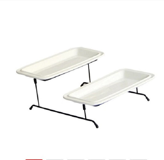 2Tier Metal Buffet Server Stand - Modern Step Platter Rack for Desserts & Fruits