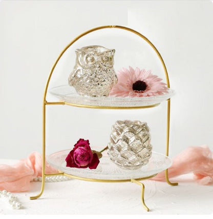 Luxury 2-Tier Gold Arch Serving Stand – Elegant Metal Dessert Platter & High Tea Buffet Rack
