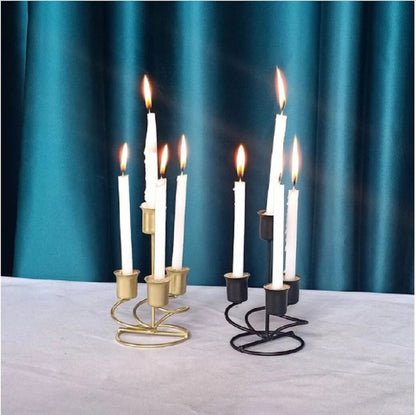 4 arms iron art candlestick display stand Pakistan, Wavy spiral metal candle stand for wedding

Elegant gold and black 4-arm candelabra centerpiece, Heavy duty metallic taper candle rack bulk

B2B home decor products dropshipping suppliers, decorewholesale.com factory manufacturing