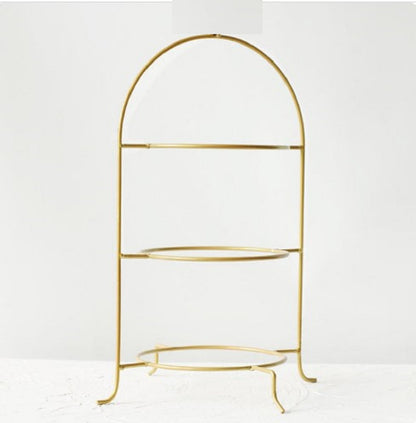 Luxury 2-Tier Gold Arch Serving Stand – Elegant Metal Dessert Platter & High Tea Buffet Rack