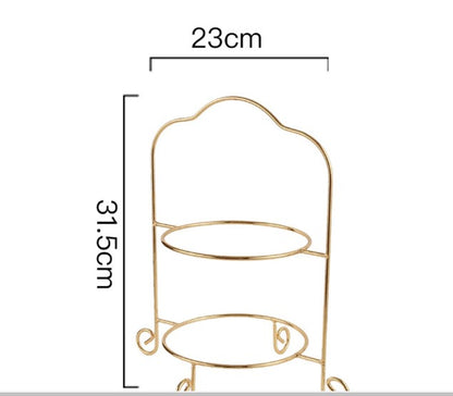 2 tier dessert stand, luxury high tea rack, gold cake serving stand, modern pastry display holder, premium food platter 2 layer, dawat serving accessories, wholesale kitchenware pakistan, dropshipping items