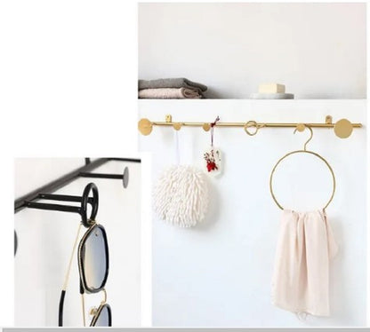 1pc Iron Art Household Hooks Clothes Hanger Entrance Porch Wall Decoration Hanging Rack Hat Bag Sundries Organizer Shelf