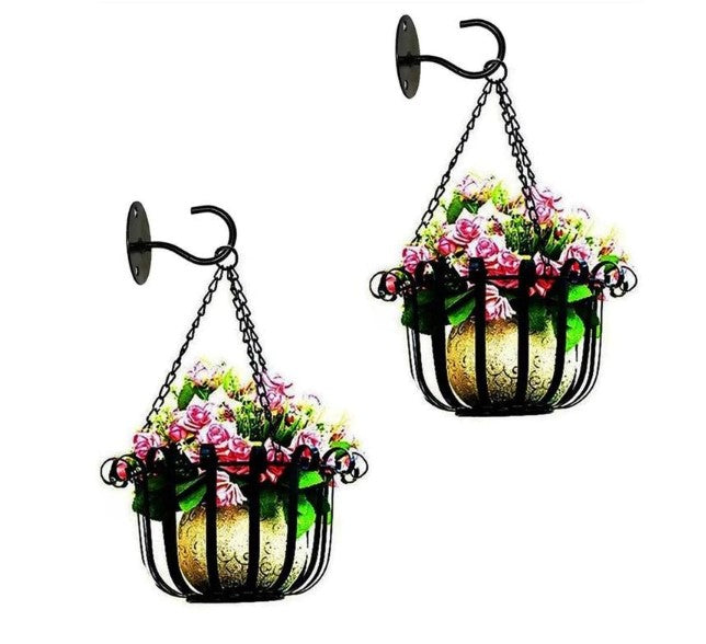 1 pc Wall-Mounted Plant Hanging Bracket – Heavy-Duty Metal Hook for Hanging Plants, Lanterns & Wind Chimes (Classic Black Finish)