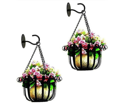 1 pc Wall-Mounted Plant Hanging Bracket – Heavy-Duty Metal Hook for Hanging Plants, Lanterns & Wind Chimes (Classic Black Finish)