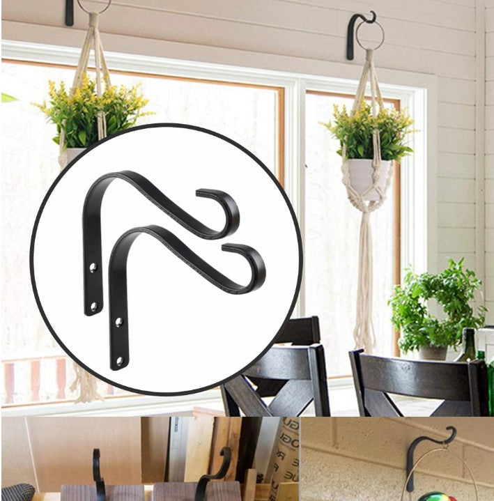 1 pc Wall-Mounted Plant Hanging Bracket – Heavy-Duty Metal Hook for Hanging Plants, Lanterns & Wind Chimes (Classic Black Finish)