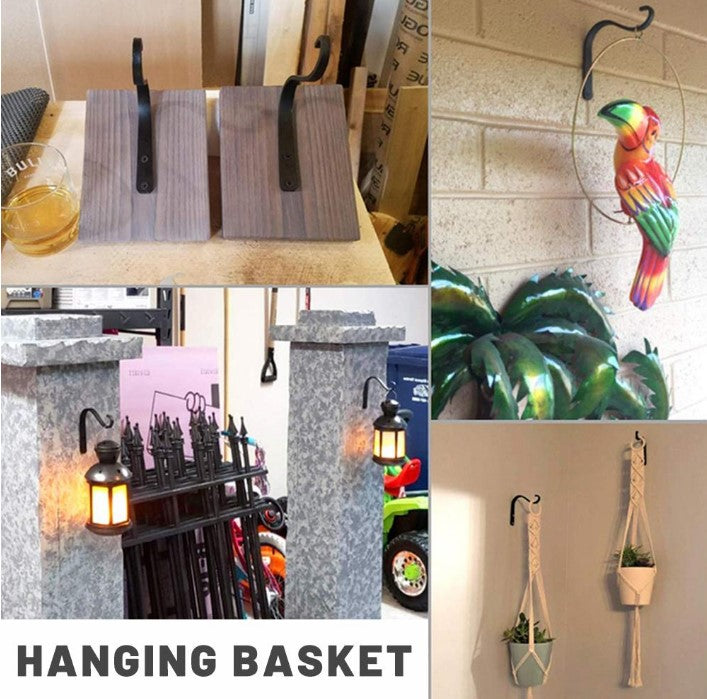 1 pc Wall-Mounted Plant Hanging Bracket – Heavy-Duty Metal Hook for Hanging Plants, Lanterns & Wind Chimes (Classic Black Finish)
