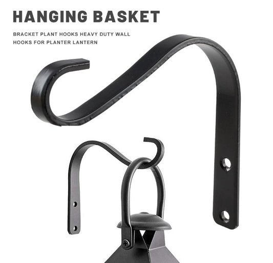 1 pc Wall-Mounted Plant Hanging Bracket – Heavy-Duty Metal Hook for Hanging Plants, Lanterns & Wind Chimes (Classic Black Finish)