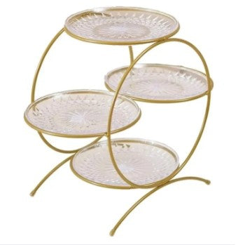 Luxury 3-tier fruit stand and serving platter by Decore Whole Sale, with multiple tiers for organizing fruits and snacks.
