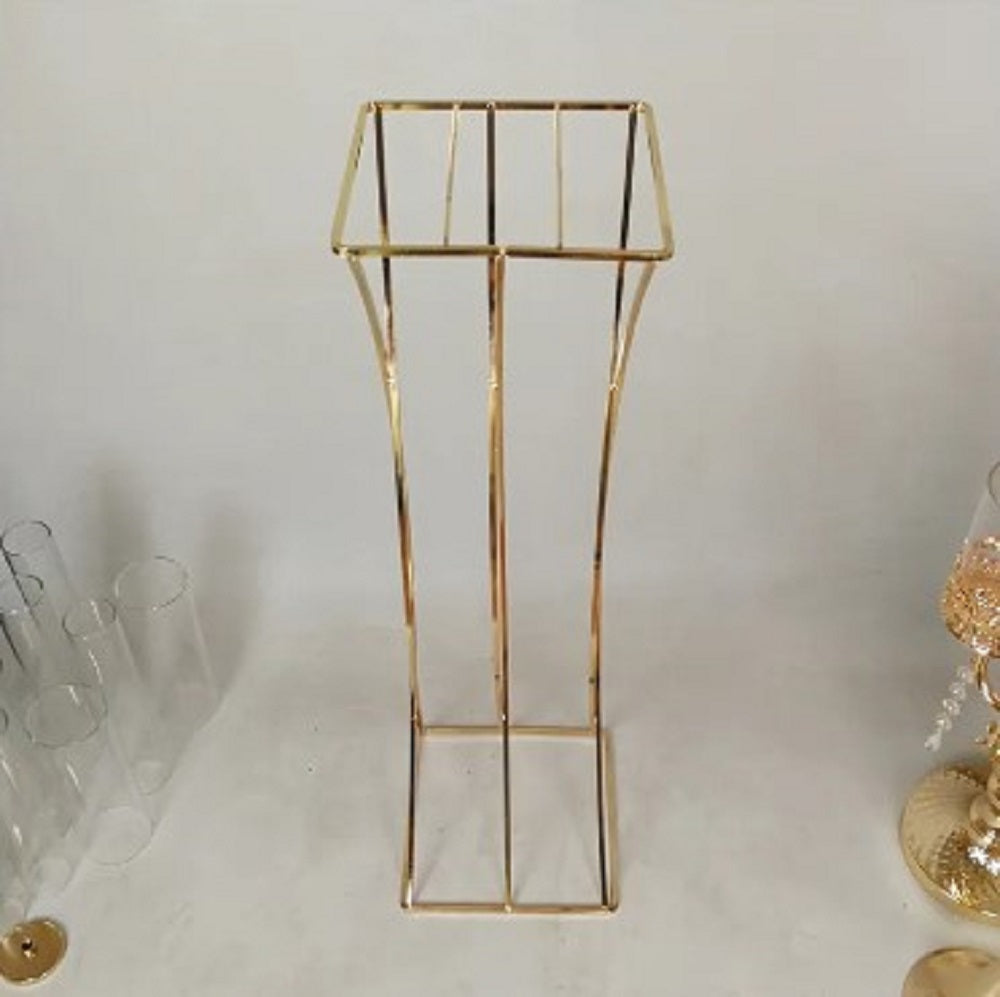 10-Inch Luxury Gold Flower Stand – Geometric Metal Centerpiece for Wedding & Table Decor