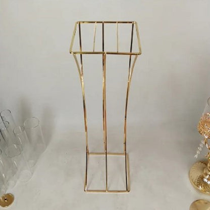 10-Inch Luxury Gold Flower Stand – Geometric Metal Centerpiece for Wedding & Table Decor