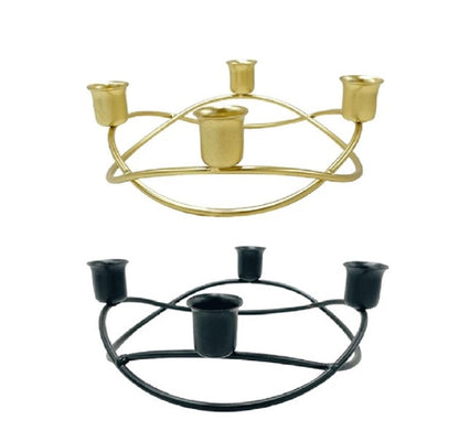 Luxury Circular 4-Candle Candelabra – Modern Metal Geometric Centerpiece for Romantic Ambiance & Table Decor