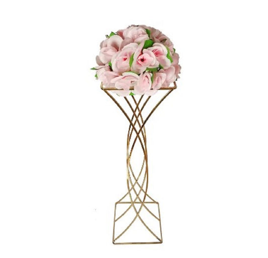Gold flower stand, 10 inch wedding centerpiece, geometric metal vase, tabletop flower riser, luxury party decor, golden bouquet holder, wedding table decoration, modern floral stand, artificial flower pedestal, elegant dining centerpiece, metal wire flower rack, t-stage decor stand, boutique event supplies, gold iron vase, classy tabletop decor, flower ball base, birthday party decoration, sleek geometric stand, luxury home styling, metallic floral riser.