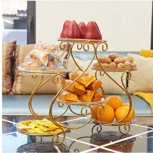 6 Plate Snack Cake Dessert Fruit Display Stand Storage Rack Price in Pakistan displayed with luxury plates online