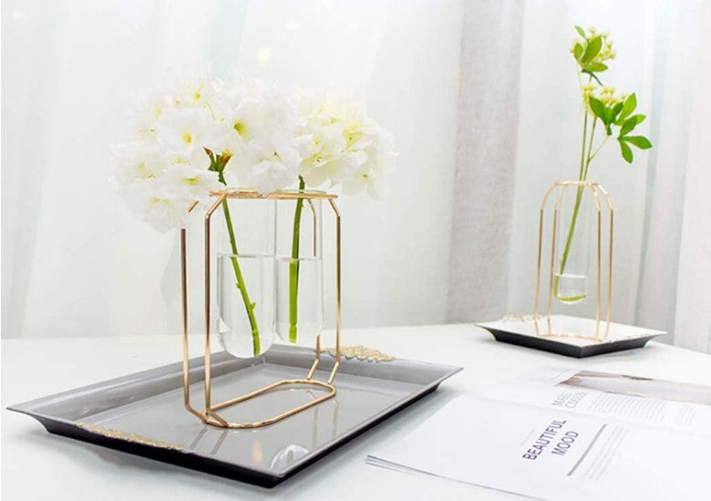 Double Tube Vase, Gold Geometric Vase, Hydroponic Flower Holder, Nordic Home Decor, Modern Plant Stand, Glass Tube Decor, Wholesale Home Decor, Dropshipping Products, Luxury Gift Items, Tabletop Vase, Metal Flower Stand, Indoor Decoration, Money Plant Holder, Home Styling, Gold Plated Decor.