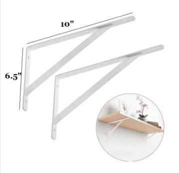 Heavy duty white L-shape metal shelf brackets for wall mounting - Decore Wholesale Pakistan