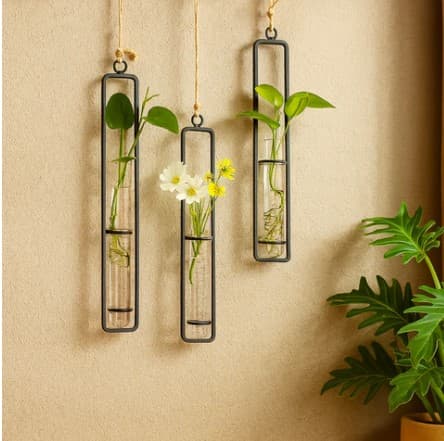 3 piece wall decor Pakistan

Wall decoration items for living room

Nordic home decor Pakistan

Glass test tube vase for wall

Wall mounted glass planter set

Indoor plant glass planters

Fancy wall hanging vase pack

Drawing room decoration items

Clear glass container for plants

Set of 3 wall hanging decor