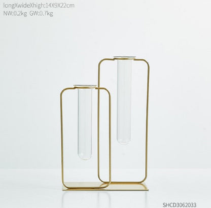Modern minimalist gold hydroponic plant holder for office desk and shelf decoration - Decore Wholesale