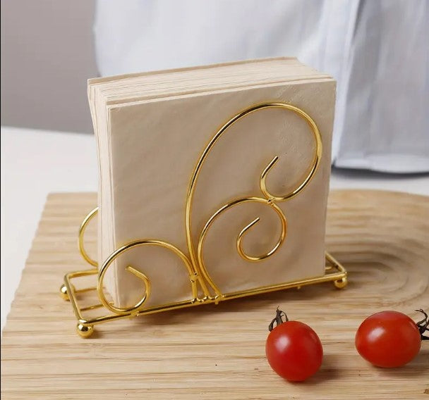 Metal Tissue Stand – Elegant Wrought Iron Scroll Napkin Holder for Dining Table