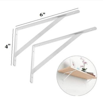 4x6 inch white metal L-shape brackets for small wall shelves - Decore Wholesale Pakistan