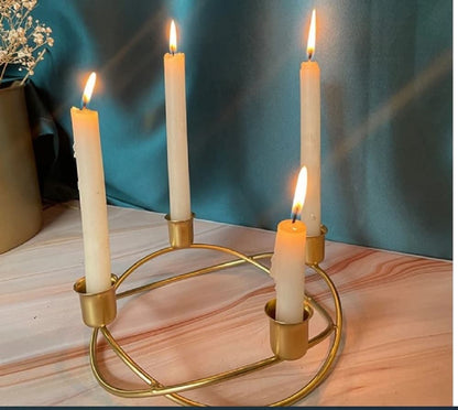 Luxury circular 4 candle holder for dining table

Modern black geometric metal candelabra Pakistan

Affordable 4 slot circular candle centerpiece online

Premium geometric candle stand for romantic ambiance

Nordic style 4 candle candelabra blind dropshipping