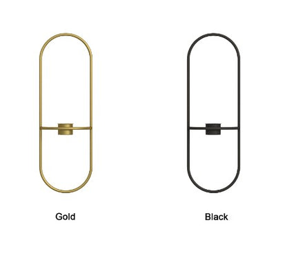 Matte black powder-coated iron

Antique gold-plated finish options

Wall-mounted vertical layout design

Pillar and taper candle compatible

Corridor ambiance accent lighting

Secure flush-to-wall mounting slots

Elegant geometric scroll iron art

Heat-resistant protective metal back

Traditional hallway styling accessories

Luxury housewarming statement piece