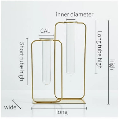 Elegant Double Bottle Gold Hydroponic Vase – Modern Minimalist Floral Display for Home & Office
