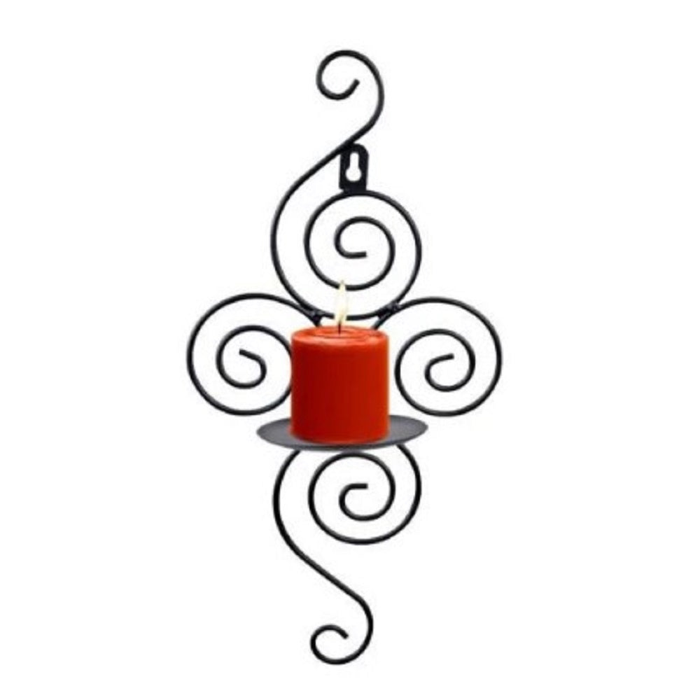 Spiral wall candle holder size guide 35.5cm x 15cm - Durable wrought iron construction details
