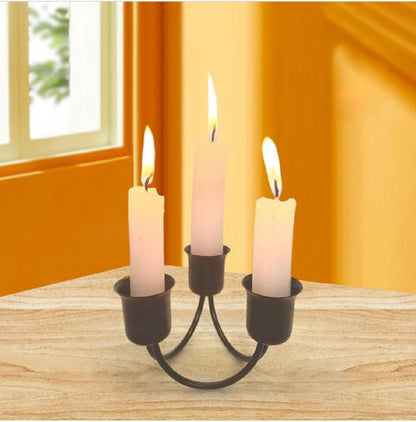 Minimalist Golden 3-Candle Holder – Compact Elegant Centerpiece for Coffee Table, Bedside & Romantic Decor