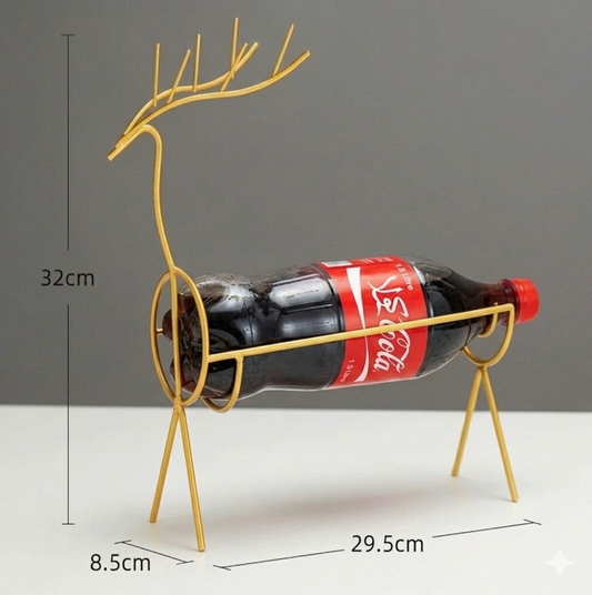 Luxury Home Decor Lahore Luxury Golden Deer Shape Bottle Holder, Creative Metal Animal Design Beverage Display Stand for Dining Table and Home Decor.