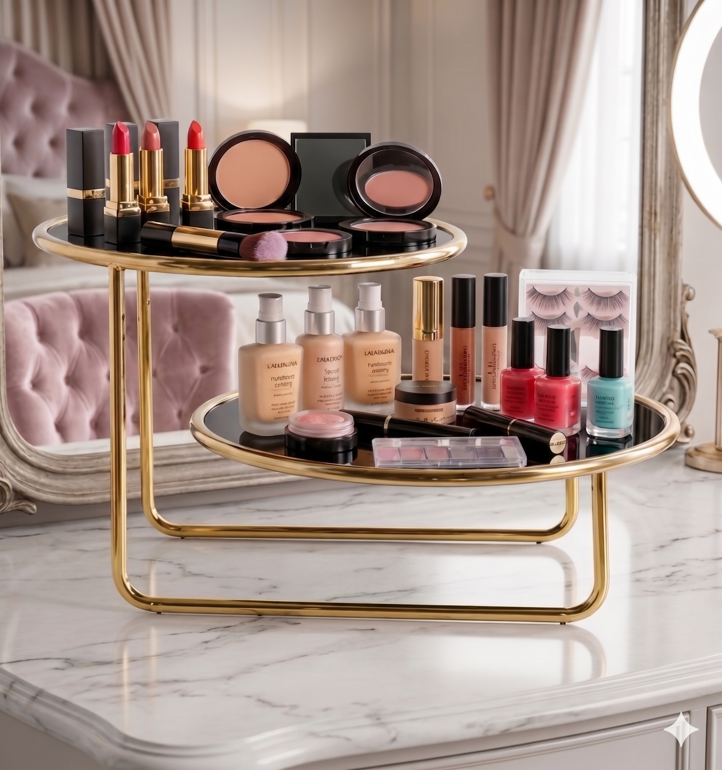 White and Gold Vanity Decor