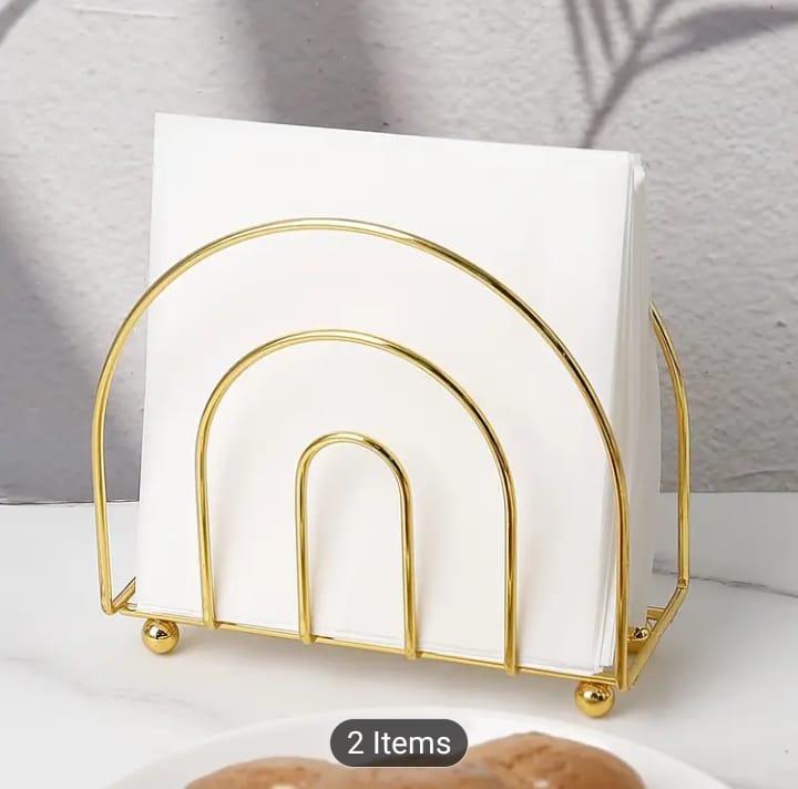 Gold Tissue Stand, Black Napkin Holder, Vertical Metal Rack, Square Tissue Organizer, Luxury Dining Decor, Kitchen Counter Space Saver, Metal Wire Dispenser, Wholesale Tableware, Dropshipping Pakistan, Modern Table Accent.