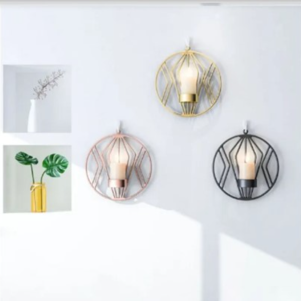 Luxury Oval Golden Wall Sconce - Elegant Geometric Metal Candle Holder for Home Decor