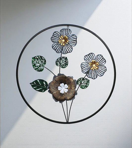 Large Luxury Gold Metal Wall Decor Hanging Round Large imported from China displayed on a premium drawing roompric price in Pakistan
